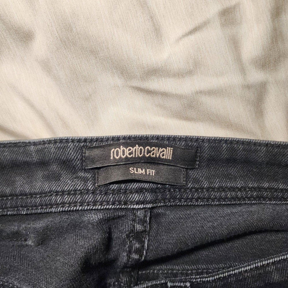 Roberto Cavalli Slim Fit Jeans Mens 32 Black Excellent Made in Italy Designer - Picture 3 of 7
